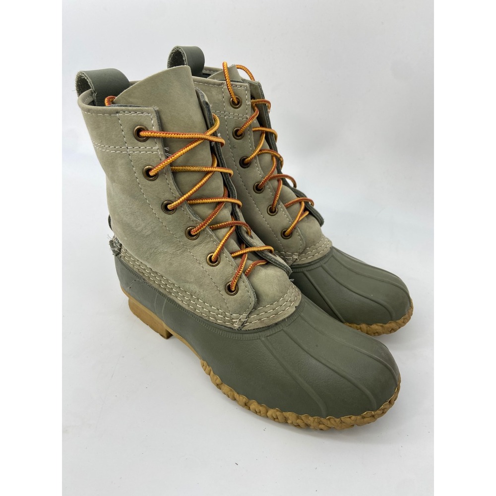 LL Bean Boots Womens 7 Green Nubuck Duck Waterproof Maine‎ Hiking Outdoor